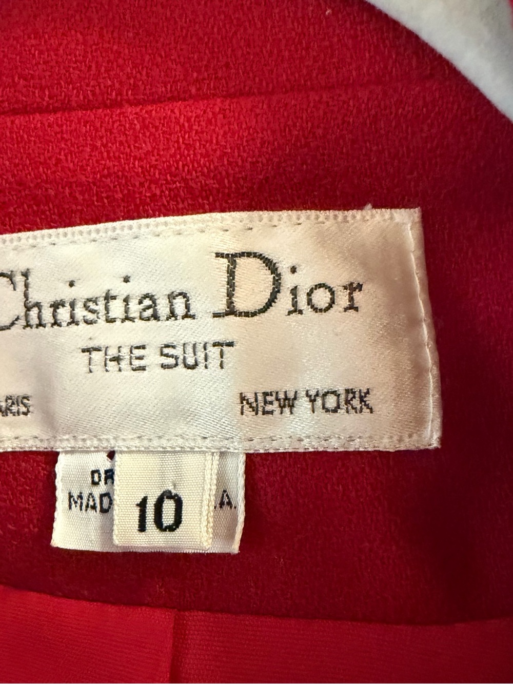 Vintage Christian Dior The Suit Red 100% Wool Double Breasted Blazer - Picture 5 of 9